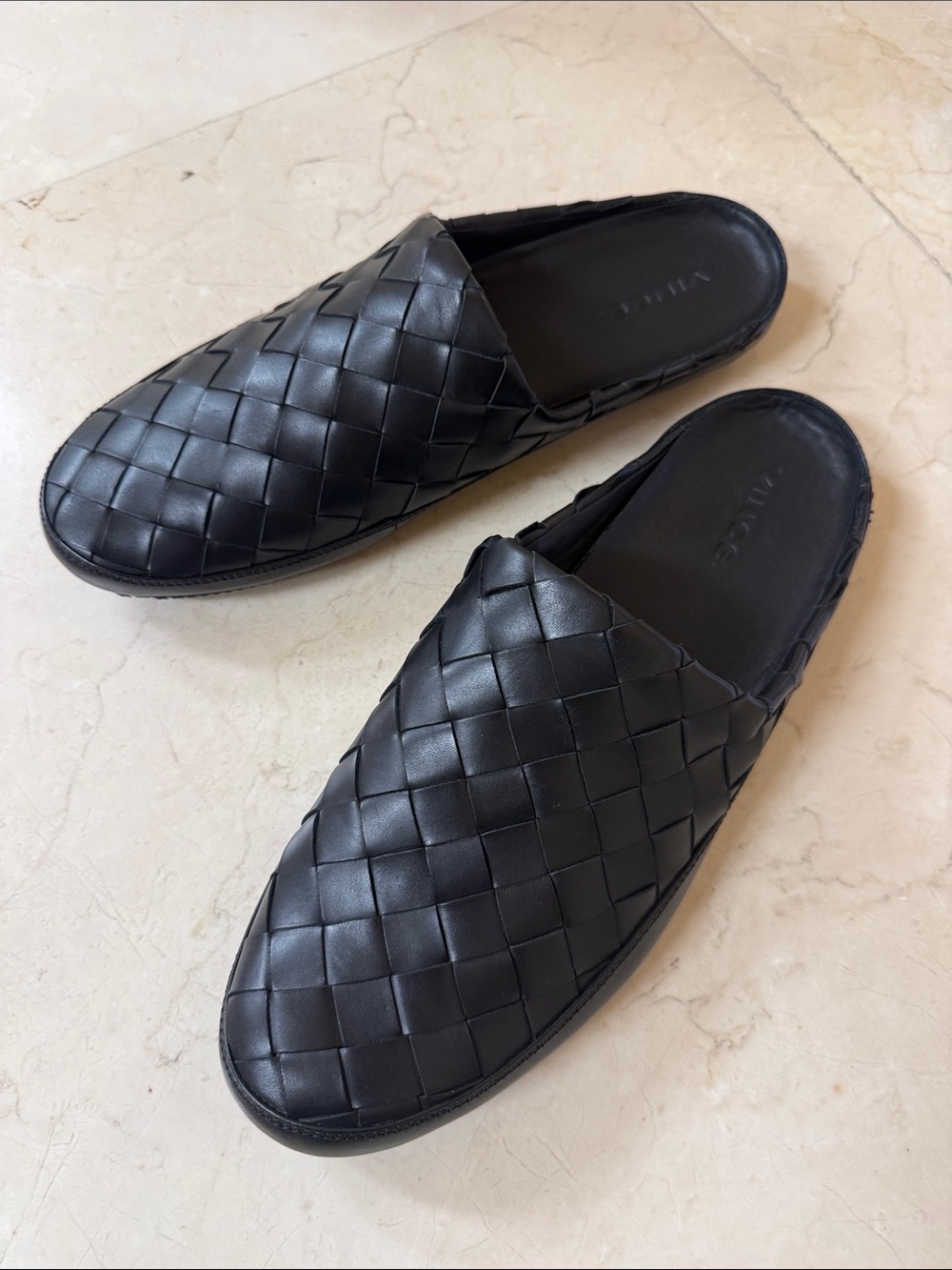 Vince Men’s Black Woven Leather Slip-On Loafers